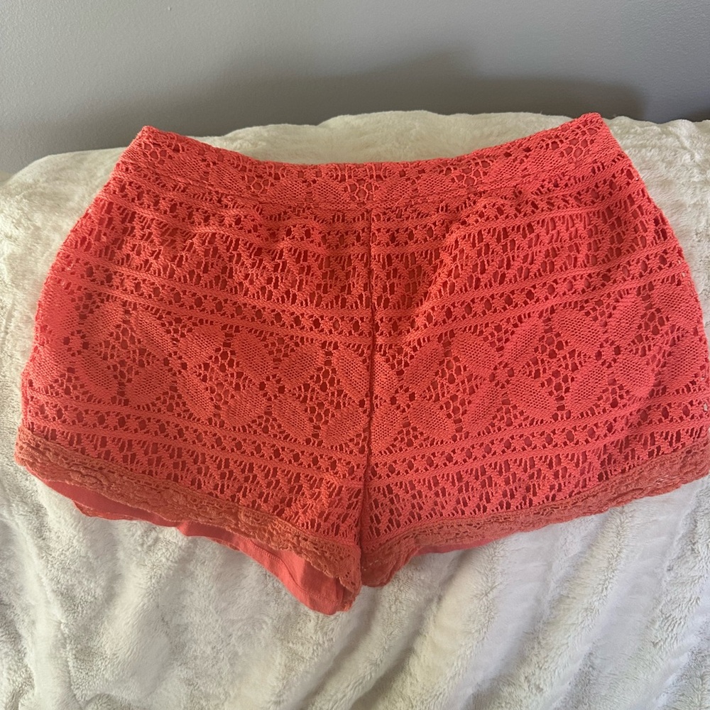 Hollister Orange High Waist Shorts